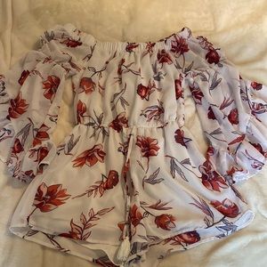 Medium White Floral Off the Shoulder Romper